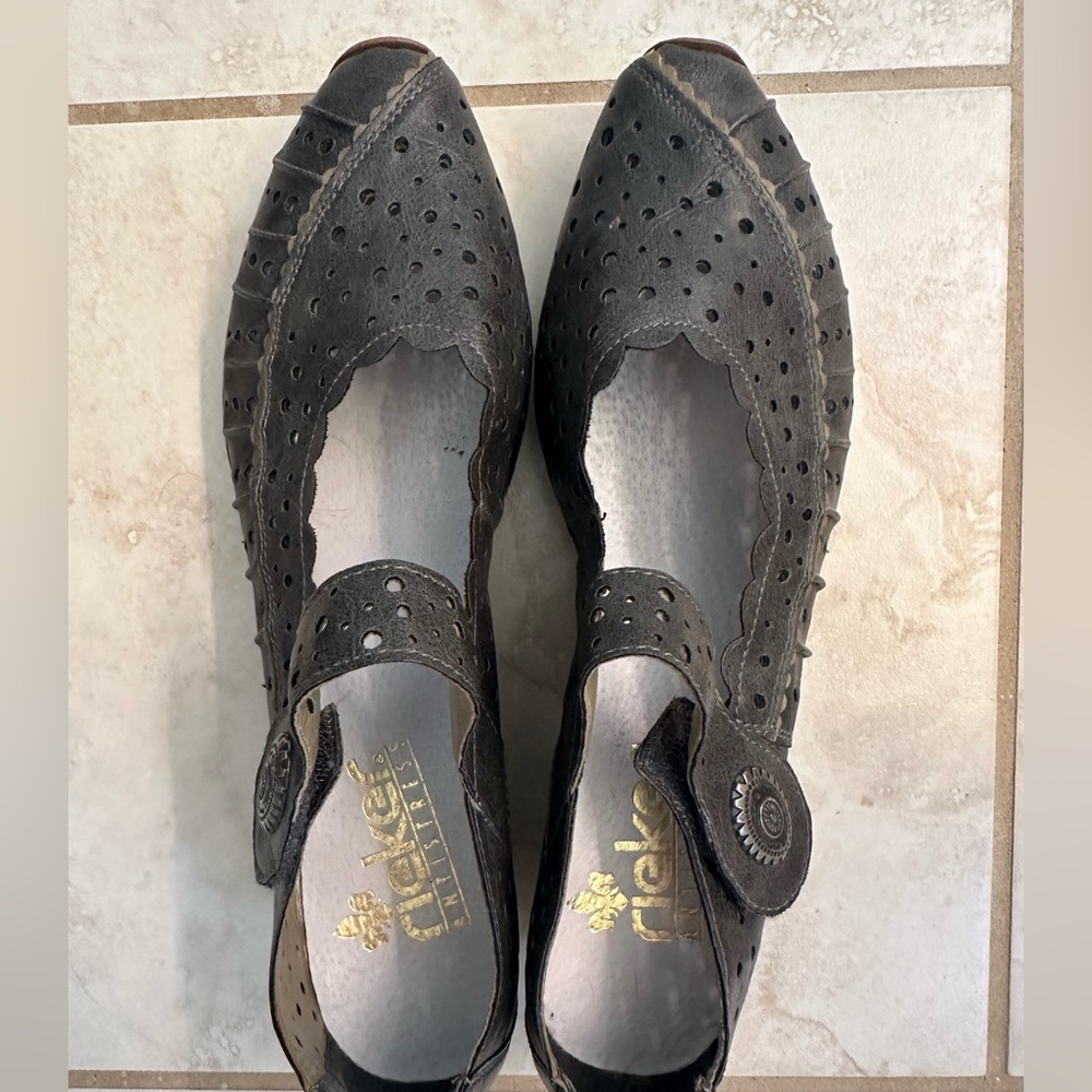 Rieker Women's Black Perforated low heel